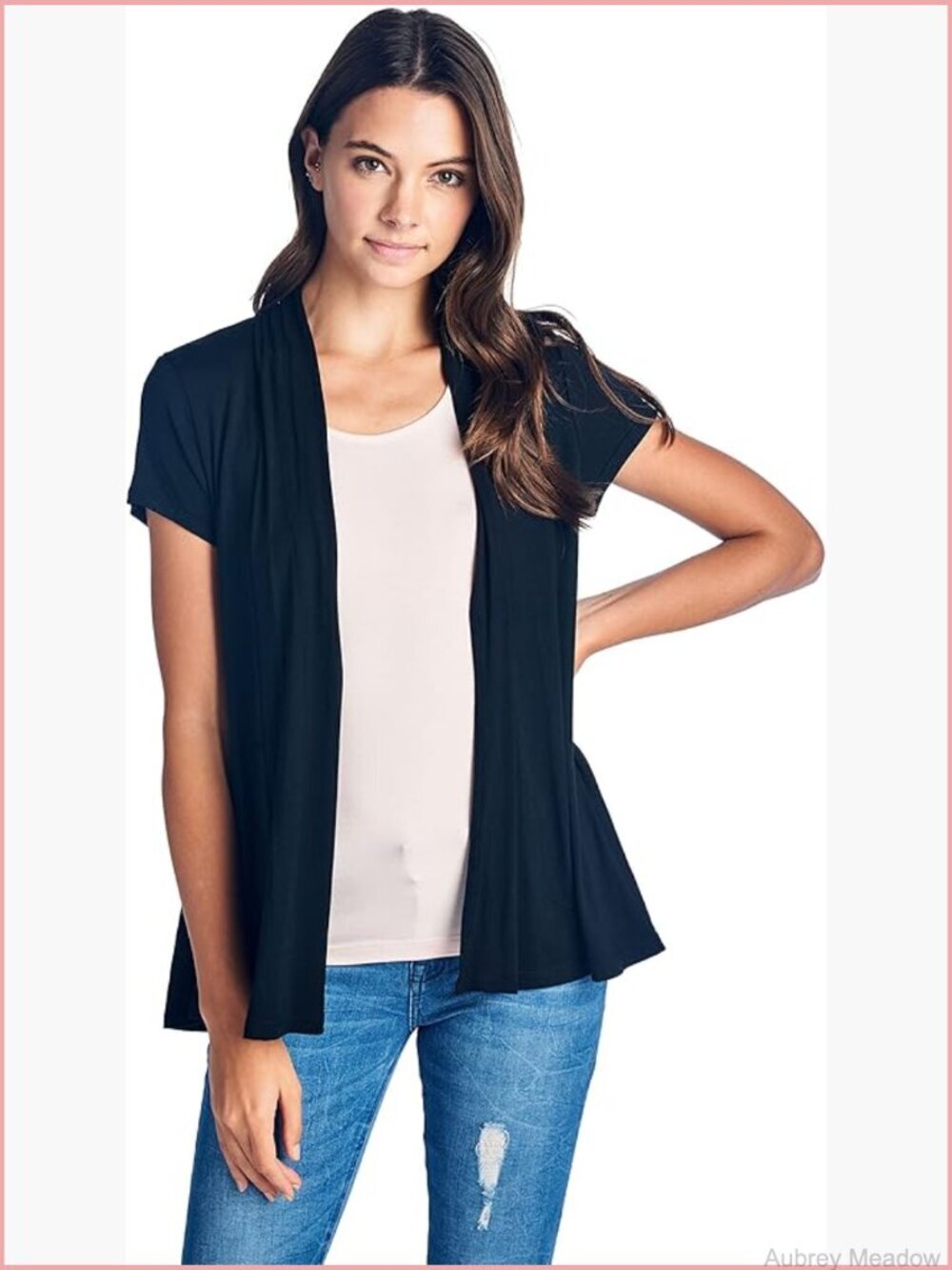 Short Sleeve Open Front Flowy Bamboo Cardigan
